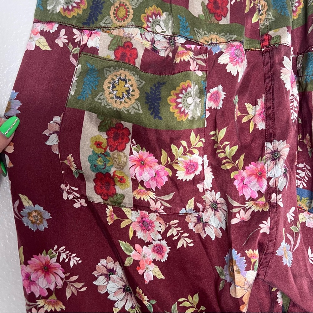 Johnny Was Laurie Presley Pant Mixed Print Silk Satin Jogger S #19 - Picture 8 of 11